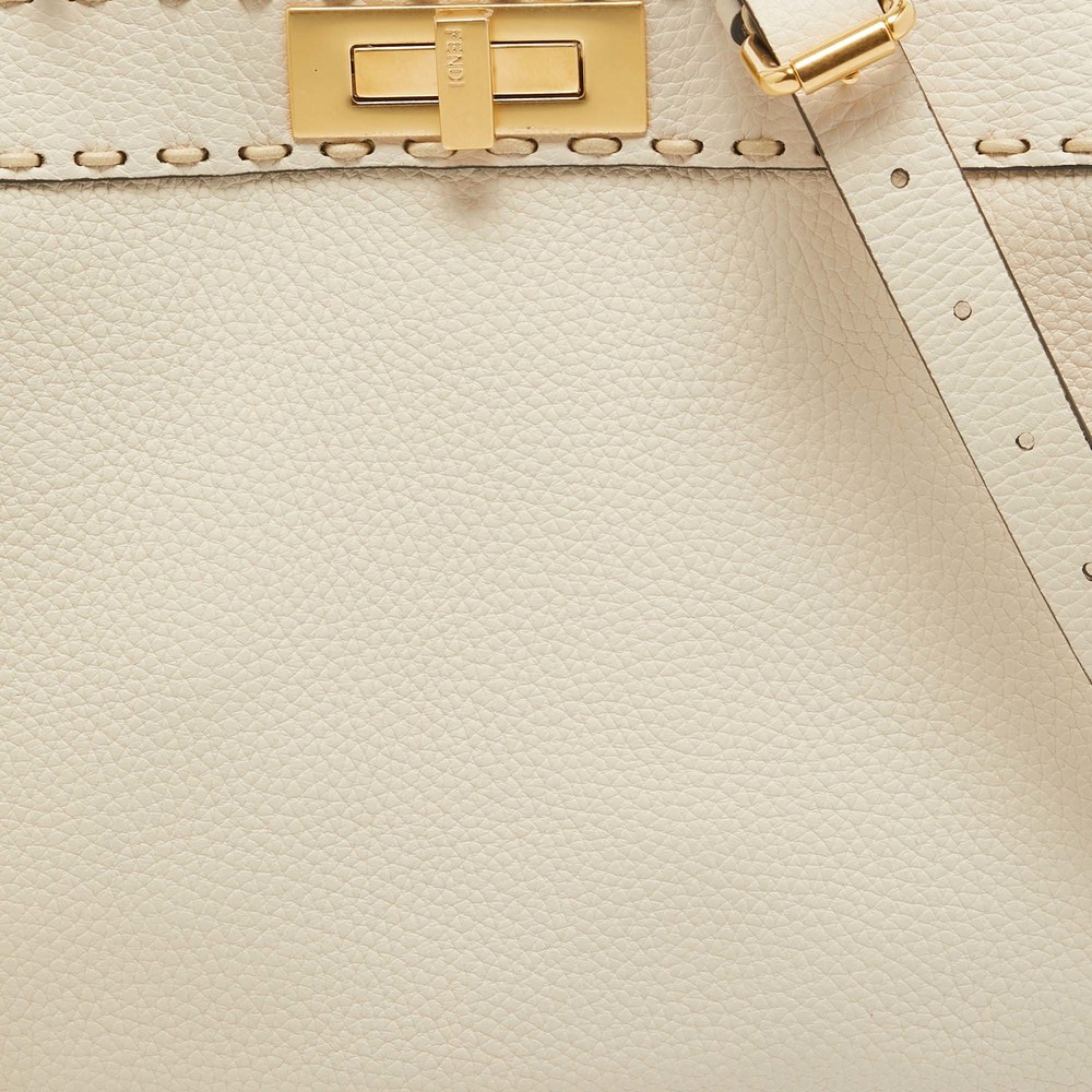 FENDI Cream Selleria Leather Medium Peekaboo ISeeU Top Handle Bag - Picture 5 of 8